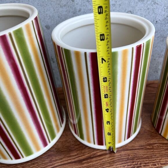 Vintage April Cornell For Silvestri Stoneware Canister Salt Pepper Shaker Set - Picture 13 of 16